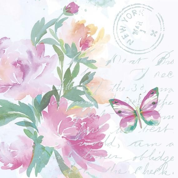 Șervețel - Watercolour Flowers - 33x33 cm 1 Șervețel - Watercolour Flowers - 33x33 cm