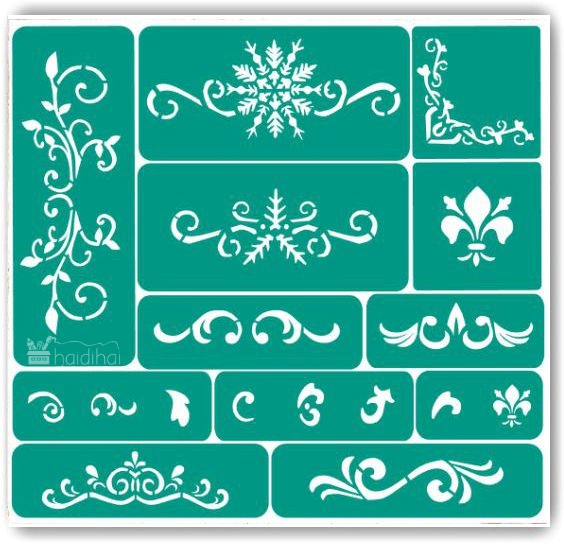 Șablon auto-adeziv - 12 elemente - 20x20 cm 1 Șablon auto-adeziv - 12 elemente - 20x20 cm