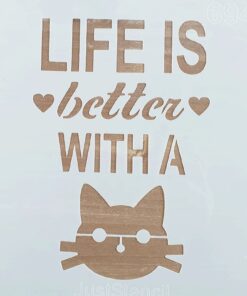 Șablon – Better Whit a Cat – 20×20 cm