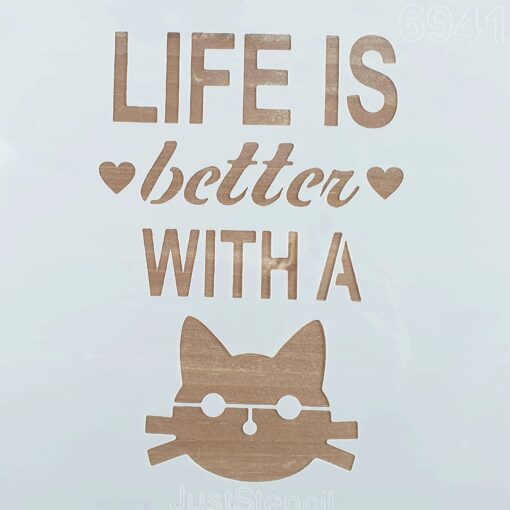 Șablon – Better Whit a Cat – 20×20 cm 1