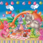 Servetel - Dinosaur Picnic Party - 33x33cm