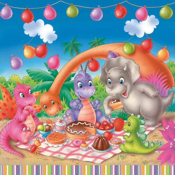 Șervețel - Dinosaur Picnic Party - 33x33cm 1 Șervețel - Dinosaur Picnic Party - 33x33cm