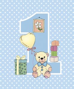 Șervețel - First Birthday with Teddy Blue - 33x33cm