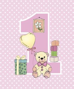 Șervețel - First Birthday with Teddy Pink - 33x33cm