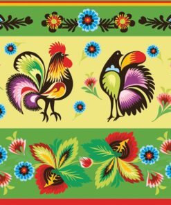Șervețel - Folklore Roosters Green - 33x33cm