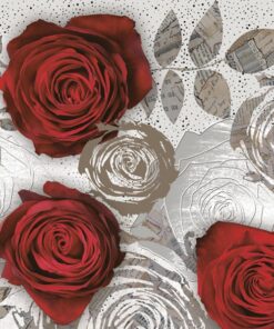Șervețel - Red Roses with Fowers Prints - 33x33cm
