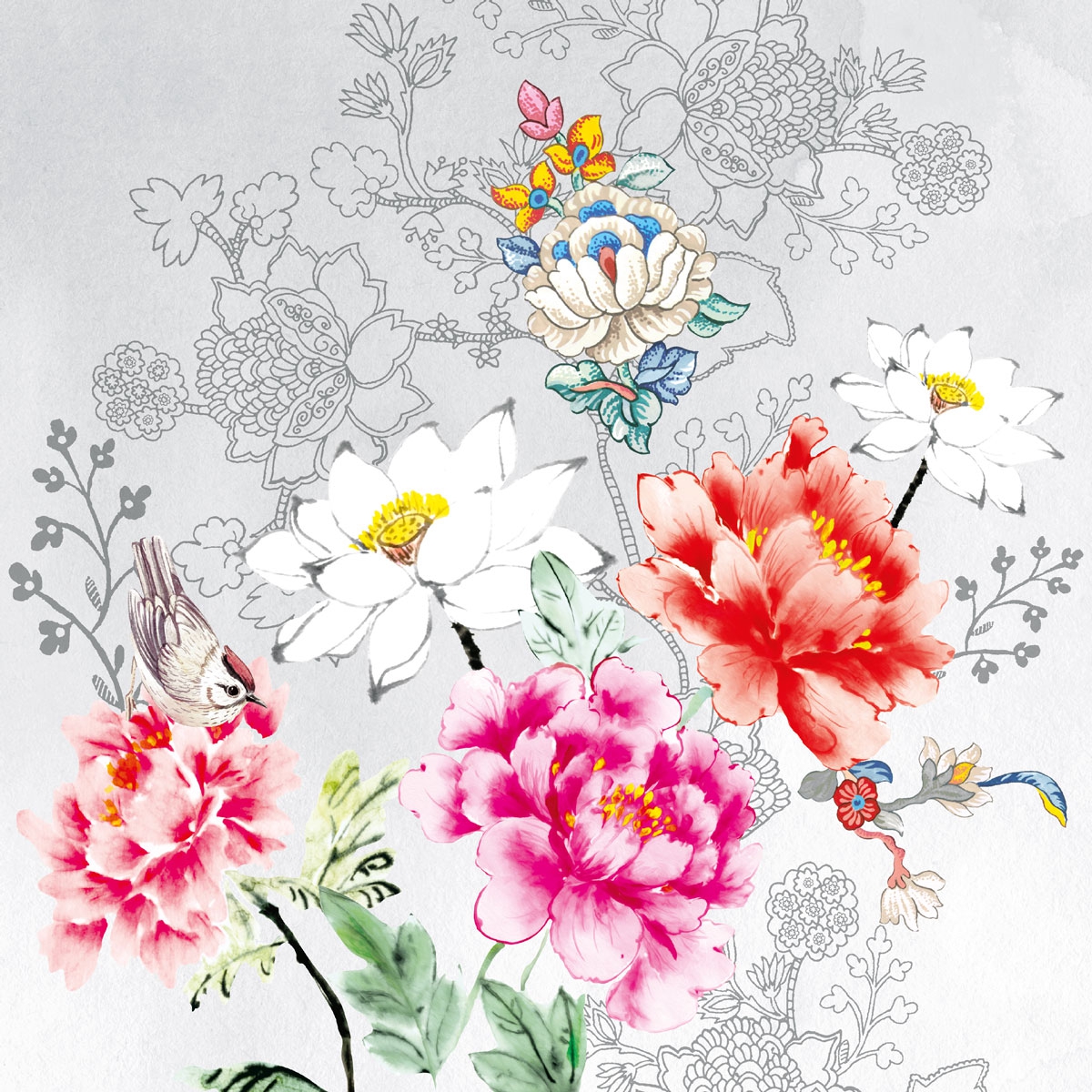 Șervețel decoupage - Flower Silhouette - 33x33cm 1 Șervețel decoupage - Flower Silhouette - 33x33cm