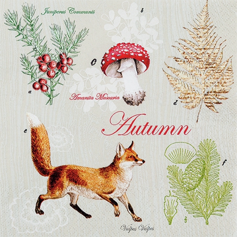 Servetel decoupage-Fox in Autumn- 33x33cm 1 Servetel decoupage-Fox in Autumn- 33x33cm