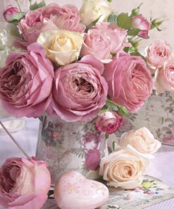 Șervețel – Roses in Vintage Vase – 33×33 cm