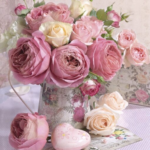 Șervețel – Roses in Vintage Vase – 33×33 cm 1
