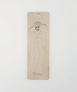 Semn de carte din lemn – nedecorat – înger - h 15 cm