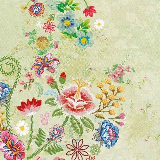 Șervețel – Embroidery Flowers Green– 33x33cm 1