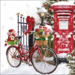 Servețel decoupage – Bike in Snow – 33×33 cm