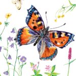 Servețel decoupage – Small Tortoiseshell Butterfly – 33×33 cm