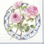 Servetel -Rose for Lunch white - 33x33 cm
