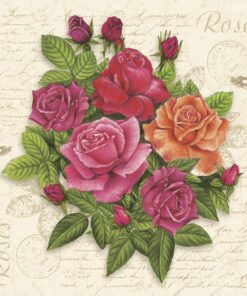 Șervețel decoupage – Postcard with Roses – 33×33 cm