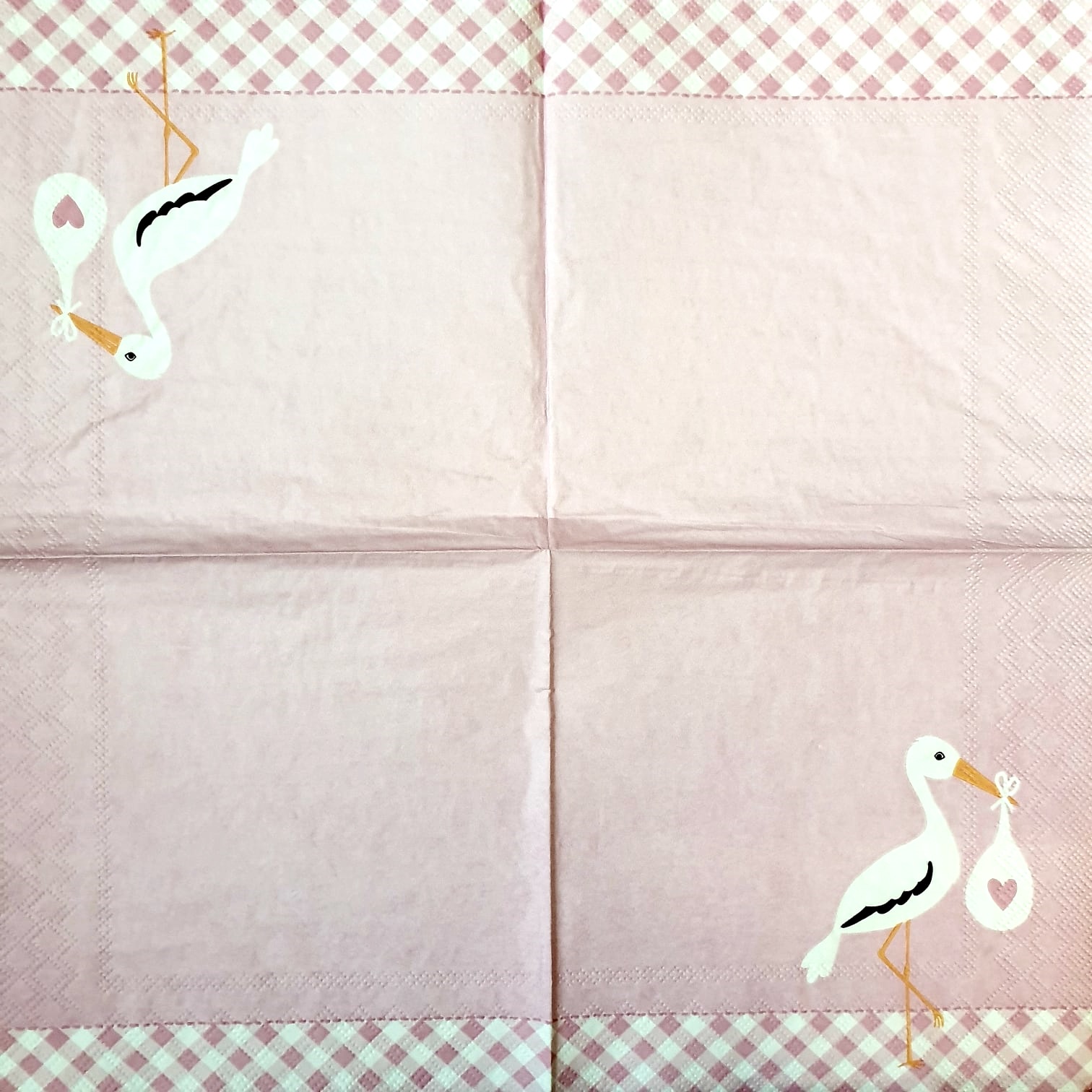 Șervețel decoupage - Love Stork Pink - 33x33 cm 2 Șervețel decoupage - Love Stork Pink - 33x33 cm - imagine 2