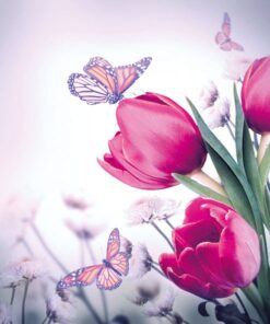 Șervețel - Butterfly and Tulips - 33x33 cm
