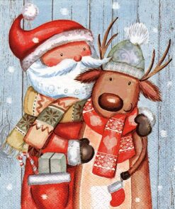 Șervețel - Santa and Reindeer - 33x33 cm