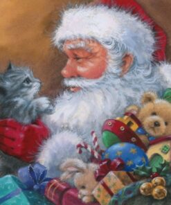 Șervețel - Santa with Kitten- 33x33 cm