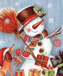Șervețel - Snowman with Broomstick - 33x33 cm
