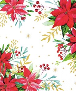 Șervețel - Traditional Poinsettia White - 33x33 cm