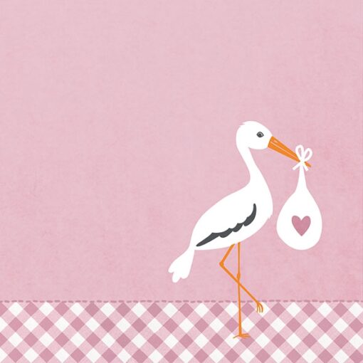 Șervețel decoupage - Love Stork Pink - 33x33 cm 1