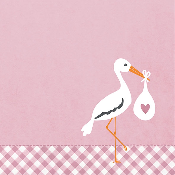 Șervețel decoupage - Love Stork Pink - 33x33 cm 1 Șervețel decoupage - Love Stork Pink - 33x33 cm