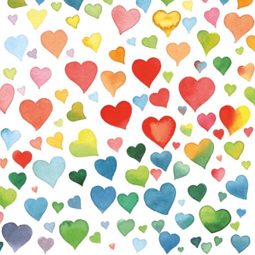 Șervețel decoupage - Colourful Hearts Mix - 33x33 cm 1