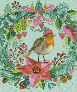 Șervețel decoupage - Robin's Wreath - 33x33 cm