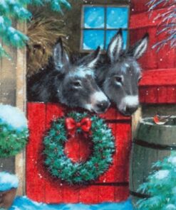 Șervețel – Donkeys in a Stable – 33×33 cm