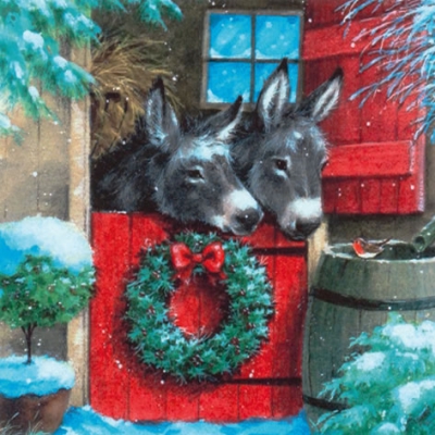 Șervețel – Donkeys in a Stable – 33×33 cm 1 Șervețel – Donkeys in a Stable – 33×33 cm
