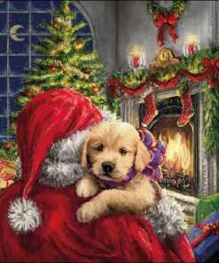 Șervețel – Puppy at Fire – 33×33 cm