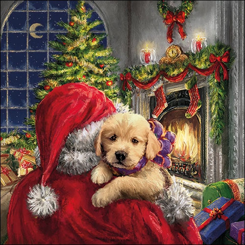 Șervețel – Puppy at Fire – 33×33 cm 1 Șervețel – Puppy at Fire – 33×33 cm