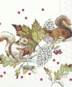 Șervețel – Squirrels and Berries – 33×33 cm