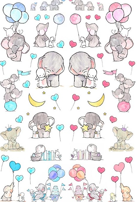 Hârtie de orez – Baby Elephant – A4 1 Hârtie de orez – Baby Elephant – A4