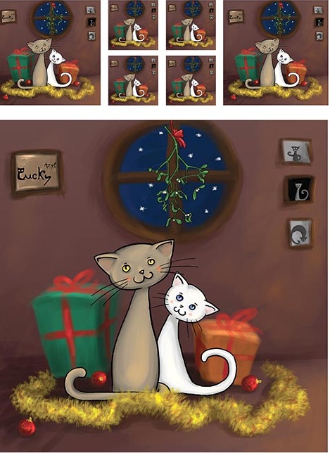 Hârtie de orez – Lucky Cats – A4 1 Hârtie de orez – Lucky Cats – A4