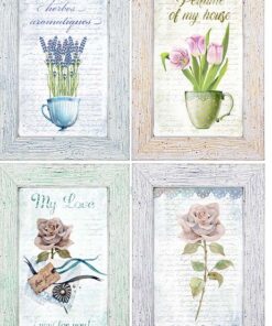 Hârtie de orez – Vintage Flowers – A4