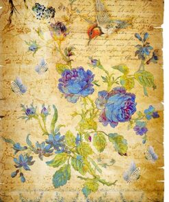 Hârtie de orez – Blue Flowers – A5