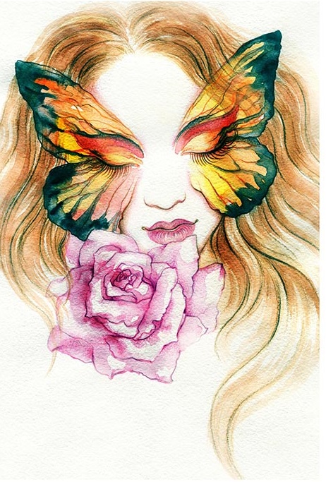 Hârtie de orez – Fairy with Roses – A4 1 Hârtie de orez – Fairy with Roses – A4
