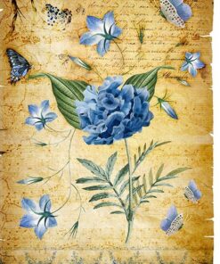 Hârtie de orez –Blue Flowers – A4