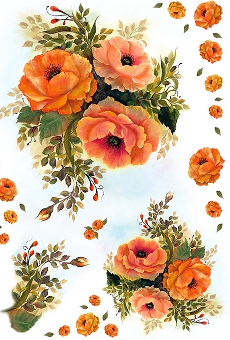 Hârtie de orez –Red Flowers – A4 1 Hârtie de orez –Red Flowers – A4