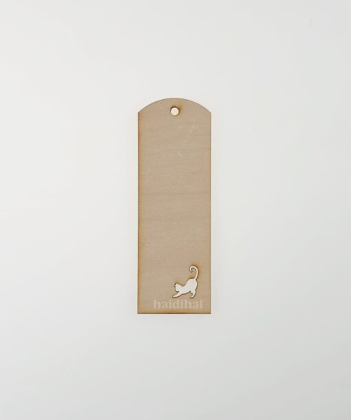 Semn de carte din lemn – nedecorat – pisică – h 15 cm 1