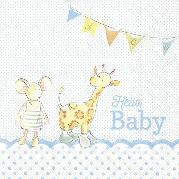 Șervețel - Hello baby - blue - 33x33 cm 1 Șervețel - Hello baby - blue - 33x33 cm