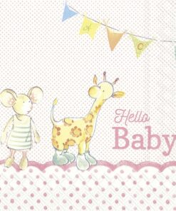 Șervețel - Hello baby - pink - 33x33 cm
