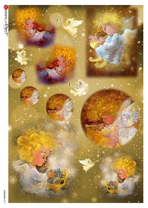 Hârtie de orez – Christmas Angels – A3 1 Hârtie de orez – Christmas Angels – A3