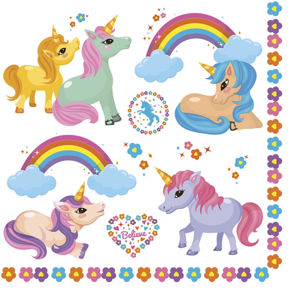 Șervețel - Rainbow Ponies - 33×33 cm 1 Șervețel - Rainbow Ponies - 33×33 cm