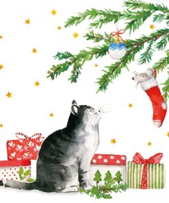 Șervețel – Christmas Cat – 33×33 cm