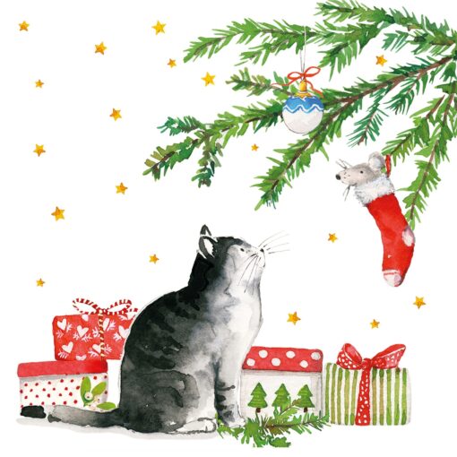 Șervețel – Christmas Cat – 33×33 cm 1