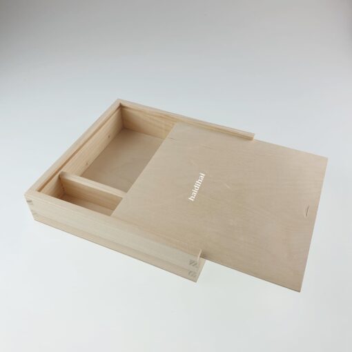 Cutie lemn – 2 compartimente – 22x22x5 cm 1